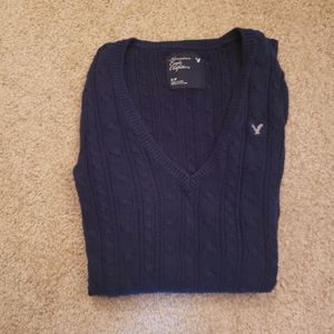 Dark Blue V-neck Sweater